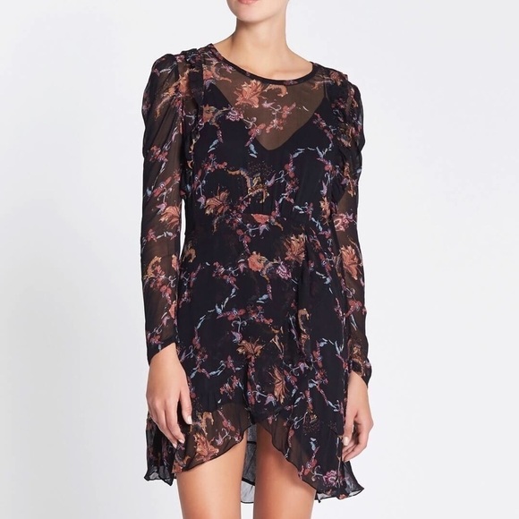 IRO Loxie floral print chiffon mini ruffle dress - Picture 1 of 13